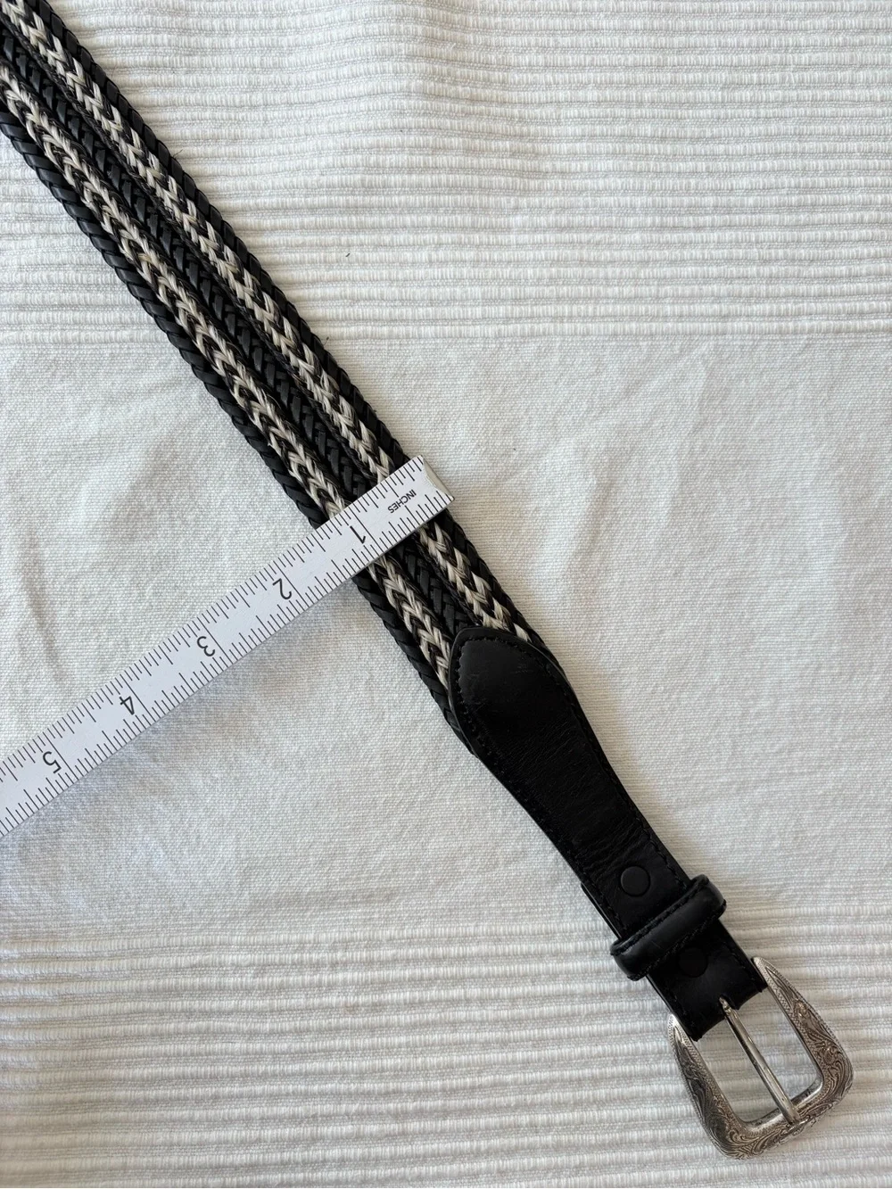 Justin Western Braided Black Leather Belt - Picture 13 of 15